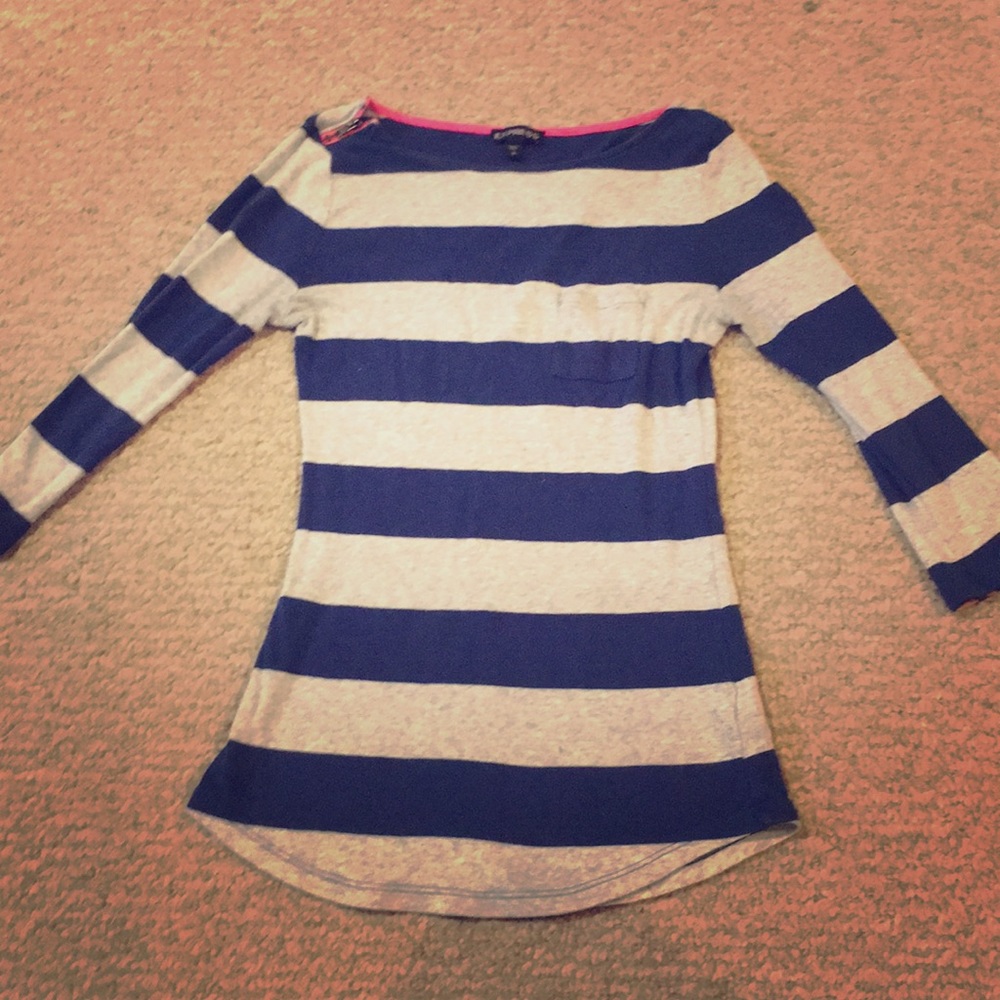 Stripes 3/4 sleeve cute express top